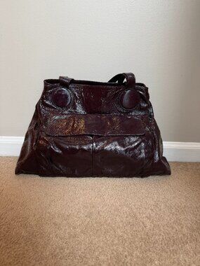 Goldenbleu Italian Plum Patent Leather Bag